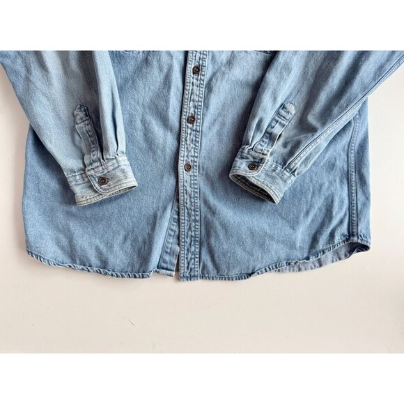 Vintage 90's JORDACHE Blue Cotton Denim Button Down Shirt, Size L - Picture 9 of 13